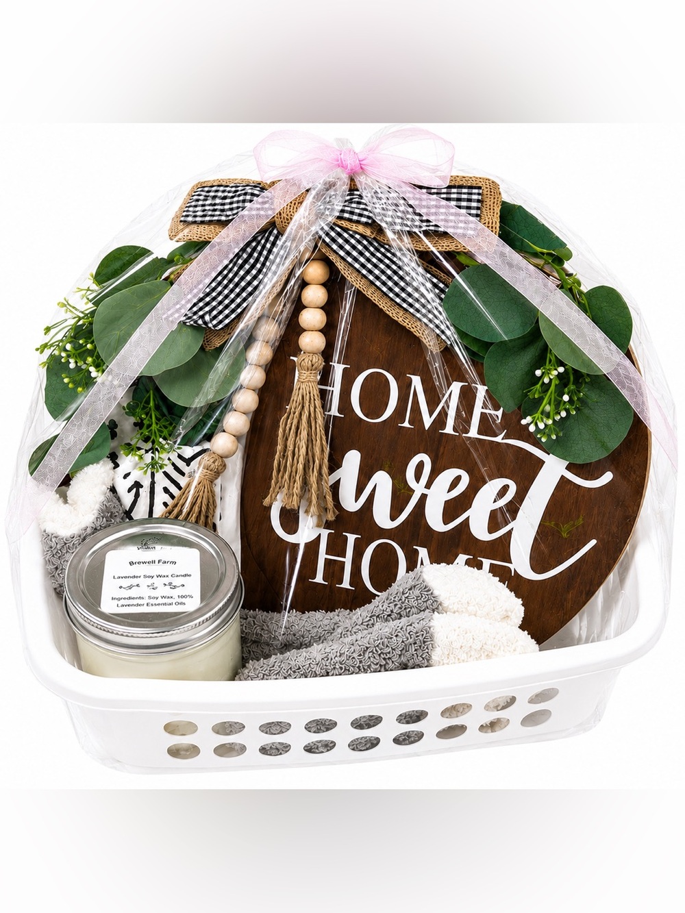 Home Sweet Home Rustic Gift Basket with Greenery